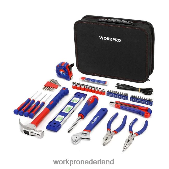 hulpmiddel WORKPRO 100-delige keukenlade huishoudelijke handgereedschapset met gemakkelijk draagtasje behulpzaam 4NVZH8304