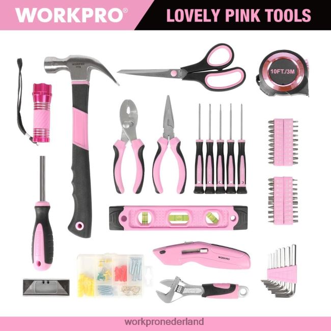hulpmiddel WORKPRO 106-delige damesreparatieset voor thuis, met opbergtas met wijd open opening behulpzaam 4NVZH8245