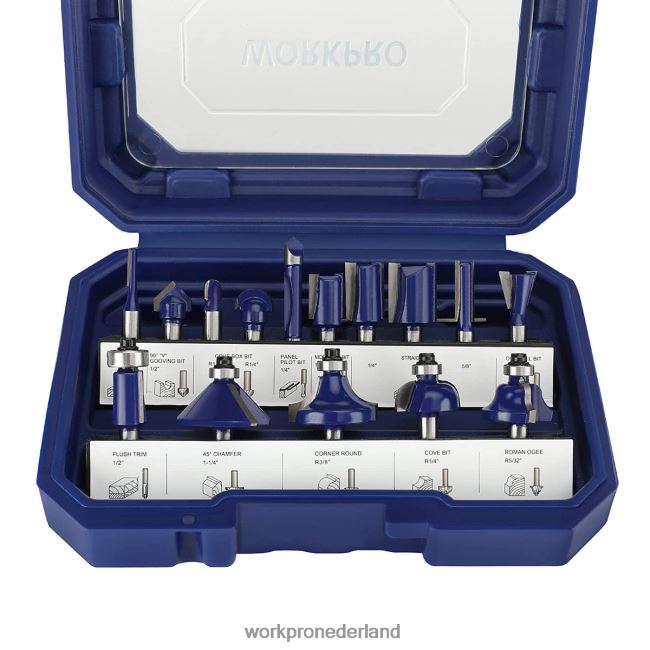 hulpmiddel WORKPRO 15-delige freesbitset, wolfraamcarbide freesbits met 1/4 inch schacht morden 4NVZH8130