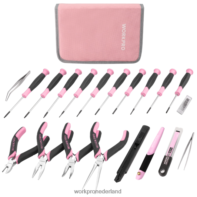 hulpmiddel WORKPRO 33-delige precisiereparatieset inclusief tangenset roze blauw 4NVZH8257