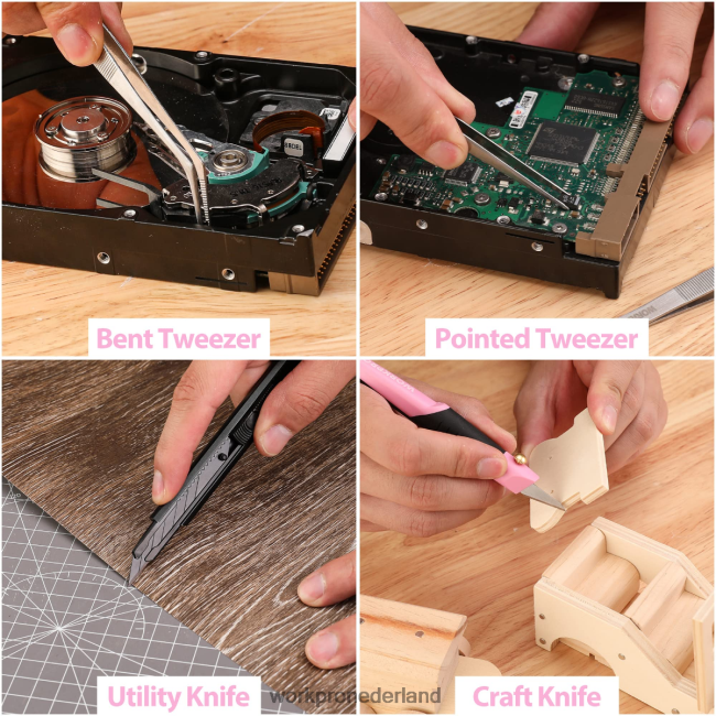 hulpmiddel WORKPRO 33-delige precisiereparatieset inclusief tangenset roze blauw 4NVZH8257