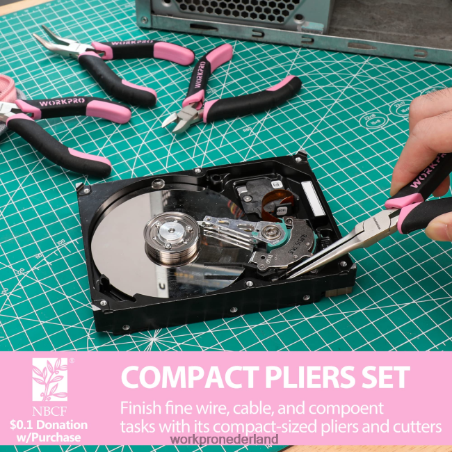 hulpmiddel WORKPRO 33-delige precisiereparatieset inclusief tangenset roze blauw 4NVZH8257