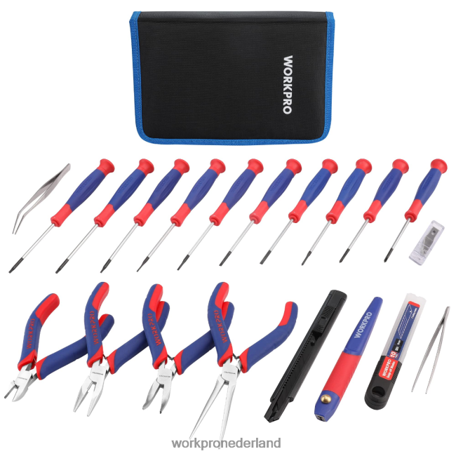 hulpmiddel WORKPRO 33-delige precisiereparatieset inclusief tangenset roze blauw 4NVZH8257