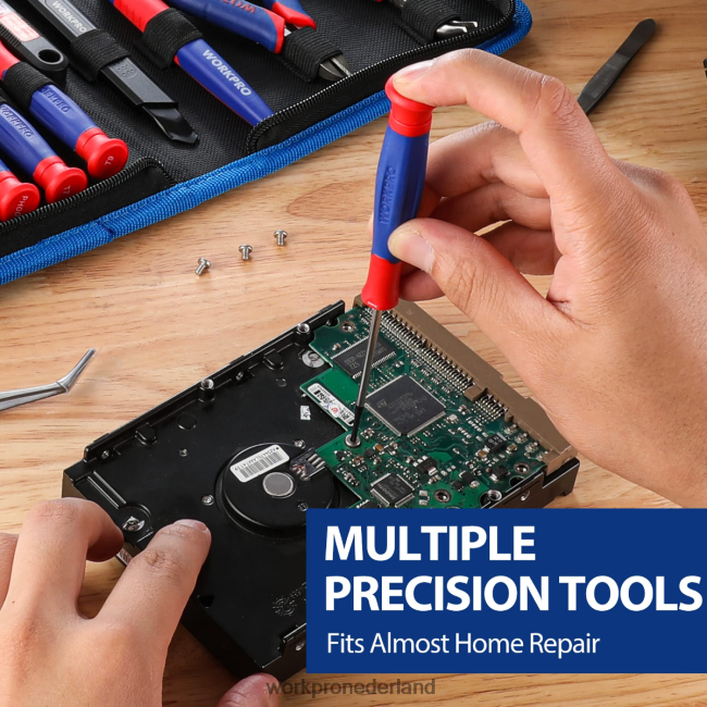 hulpmiddel WORKPRO 33-delige precisiereparatieset inclusief tangenset roze blauw 4NVZH8257