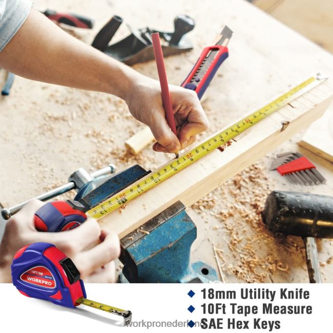 hulpmiddel WORKPRO 35-delige huishoudgereedschapset met opbergdoos roze blauw 4NVZH8246