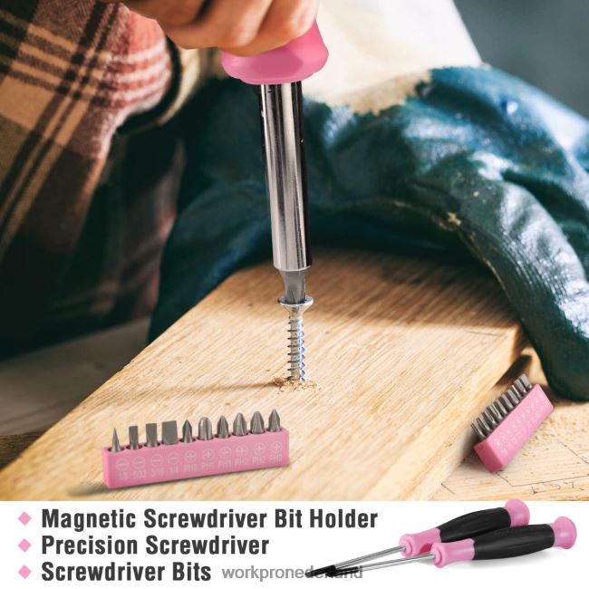 hulpmiddel WORKPRO 35-delige huishoudgereedschapset met opbergdoos roze blauw 4NVZH8246