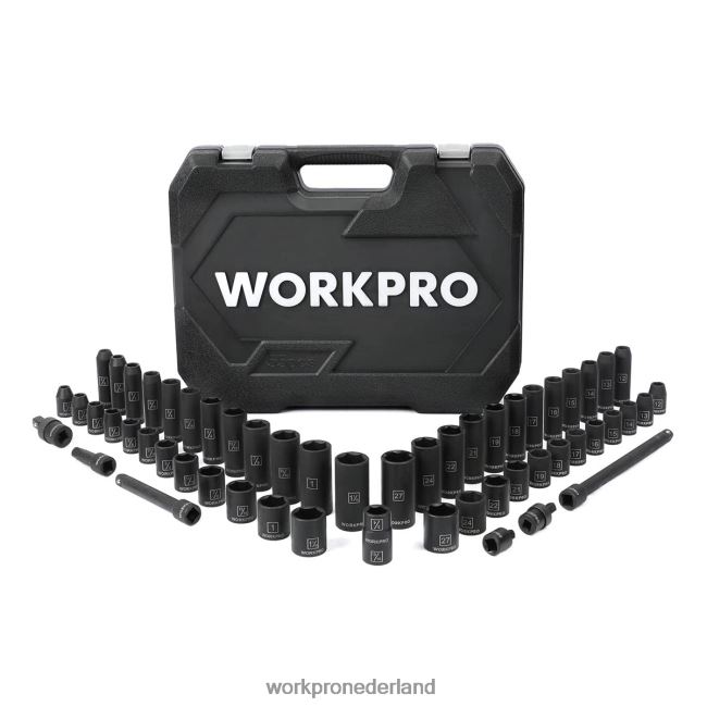 hulpmiddel WORKPRO 55-delige slagdoppenset met verlengstukken, premium cr-v-staal, sae en metrische doppen met verbeterde opbergkoffer morden 4NVZH8307