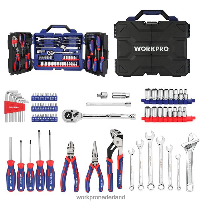 hulpmiddel WORKPRO 87-delige mechanische gereedschapsset, handgereedschapset met opbergdoos voor gereedschap morden 4NVZH8305