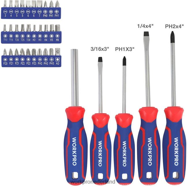hulpmiddel WORKPRO 87-delige mechanische gereedschapsset, handgereedschapset met opbergdoos voor gereedschap morden 4NVZH8305