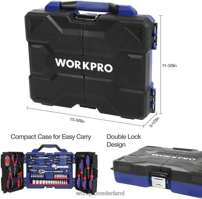 hulpmiddel WORKPRO 87-delige mechanische gereedschapsset, handgereedschapset met opbergdoos voor gereedschap morden 4NVZH8305