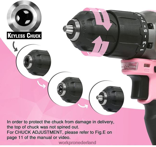 hulpmiddel WORKPRO Accu 20V lithium-ion boormachineset roze 4NVZH8262