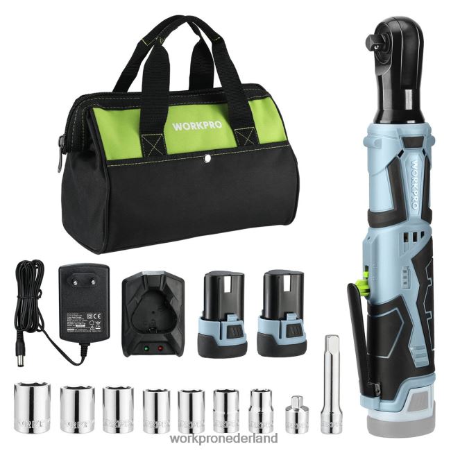 hulpmiddel WORKPRO draadloze elektrische ratelsleutel, 12v 40 ft-lbs elektrische ratelsleutel set van 9 stuks bruikbaar 4NVZH8227