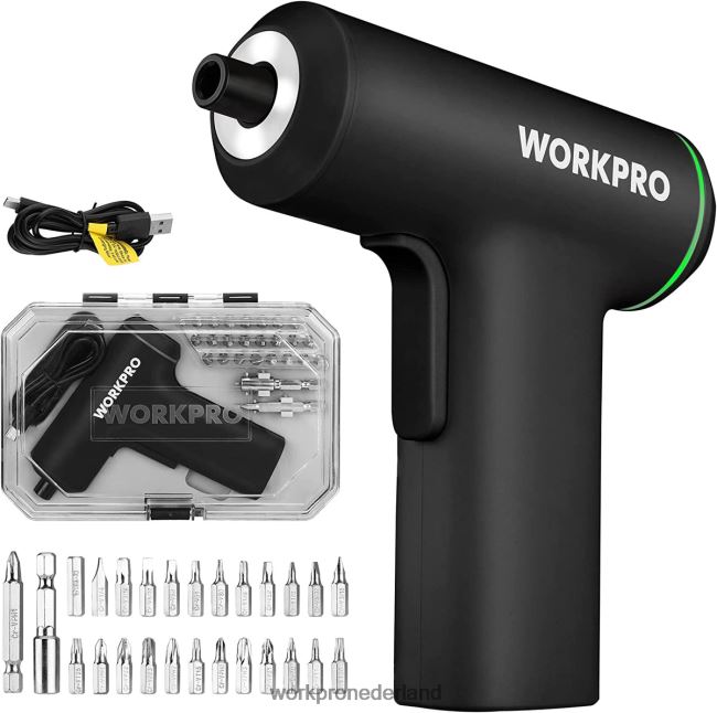 hulpmiddel WORKPRO elektrische draadloze 4v usb oplaadbare lithium-ion batterij schroevendraaierset roze/zwart 4NVZH8234
