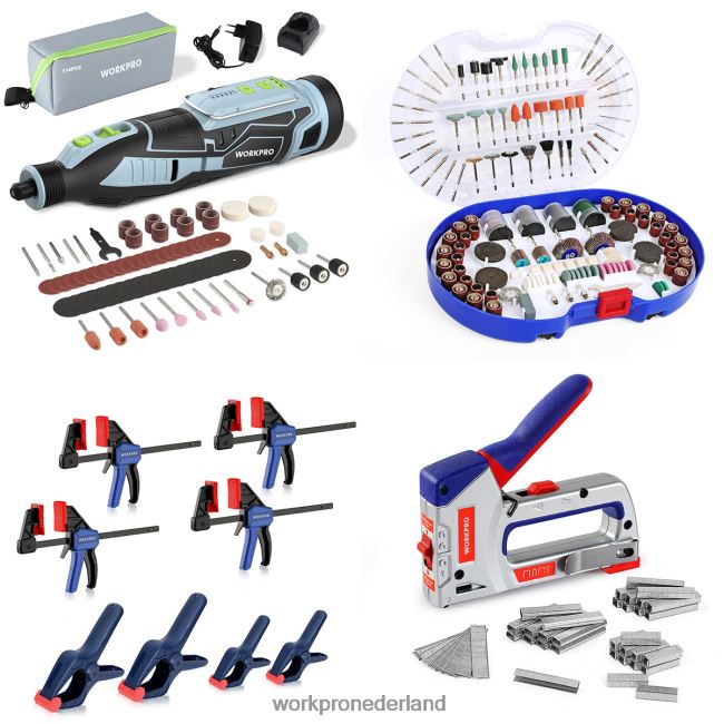 hulpmiddel WORKPRO 12V draadloze roterende gereedschapsset & 276-delige accessoireset voor roterende gereedschappen & 8-delige klemmenset & 4-in-1 nietpistoolset morden 4NVZH8317