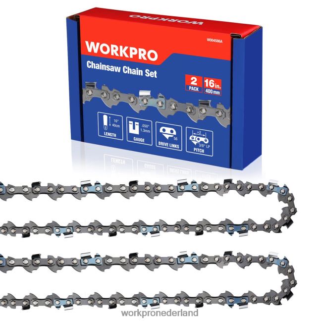 hulpmiddel WORKPRO 2-pack kettingzaagketting, 3/8" steek, 56 aandrijfschakels houtzaagketting voor kettingzaagonderdelen bruikbaar 4NVZH8204