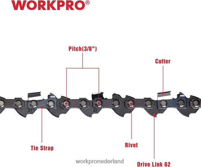 hulpmiddel WORKPRO 2-pack kettingzaagketting, 3/8