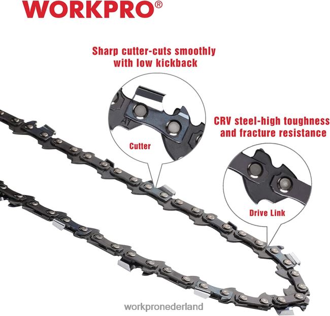 hulpmiddel WORKPRO 2-pack kettingzaagketting, 3/8