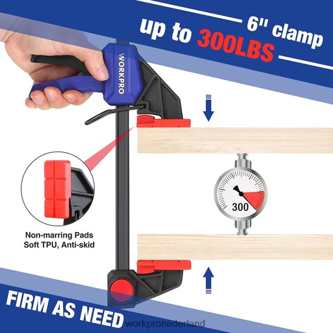 hulpmiddel WORKPRO 2 stuks staafklemmen voor houtbewerking, middelzware klem/spreider met één hand van 300 lbs behulpzaam 4NVZH8123