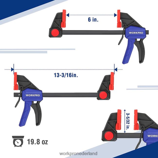 hulpmiddel WORKPRO 2 stuks staafklemmen voor houtbewerking, middelzware klem/spreider met één hand van 300 lbs behulpzaam 4NVZH8123