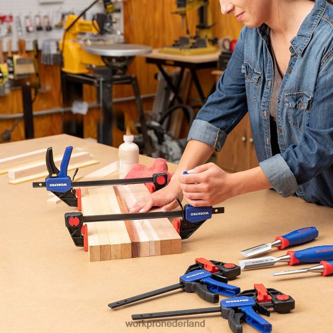 hulpmiddel WORKPRO 2 stuks staafklemmen voor houtbewerking, middelzware klem/spreider met één hand van 300 lbs behulpzaam 4NVZH8123
