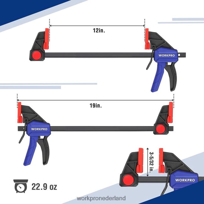 hulpmiddel WORKPRO 2 stuks staafklemmen voor houtbewerking, middelzware klem/spreider met één hand van 300 lbs morden 4NVZH8118