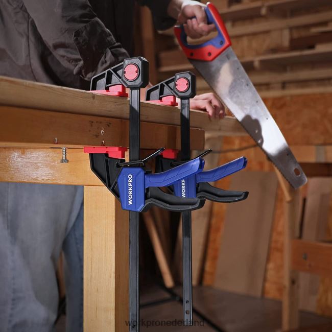 hulpmiddel WORKPRO 2 stuks staafklemmen voor houtbewerking, middelzware klem/spreider met één hand van 300 lbs morden 4NVZH8118