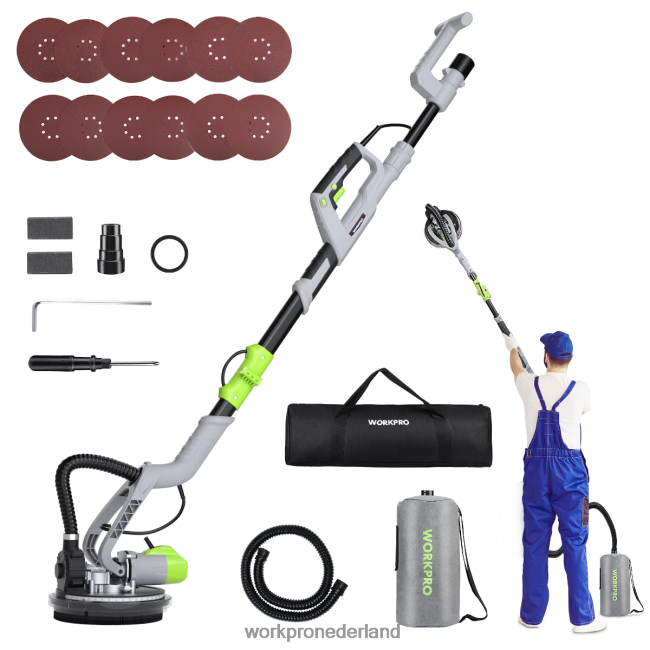 hulpmiddel WORKPRO 720W elektrische gipsplaatschuurmachine met stofzuiger morden 4NVZH8228