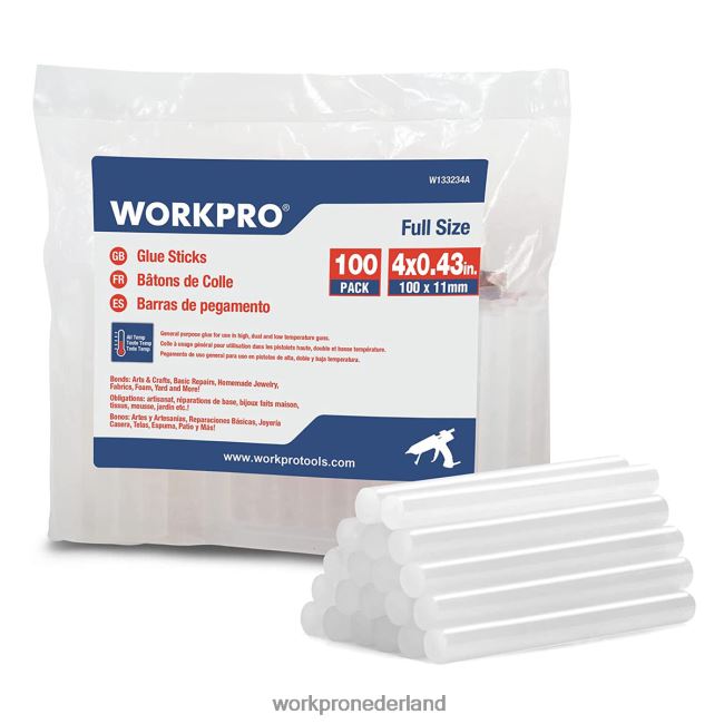 hulpmiddel WORKPRO 100 stuks hetelijmsticks van volledige grootte, compatibel met de meeste lijmpistolen nieuw 4NVZH8196