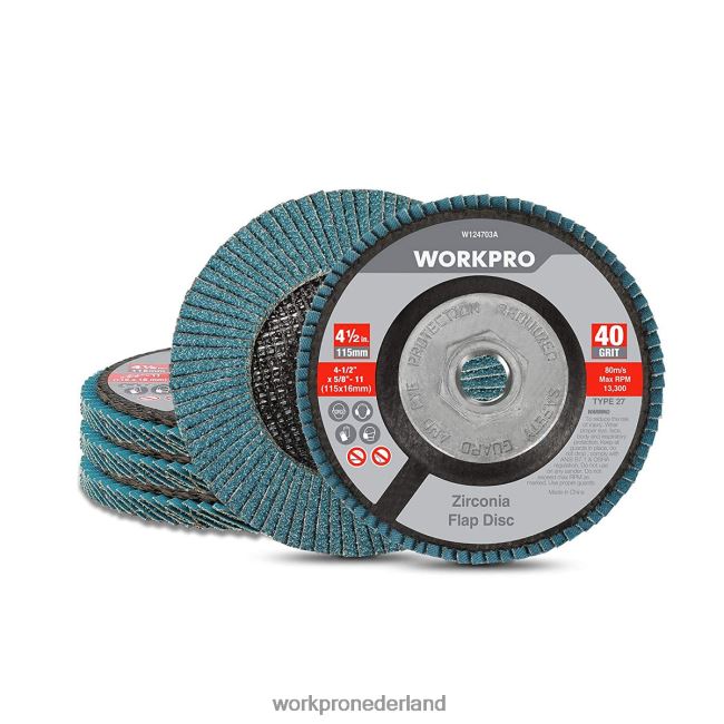 hulpmiddel WORKPRO 5-pack zirkonia lamellenschijf, haakse slijpschijf, 4-1/2 inch slijpschijven bruikbaar 4NVZH8206