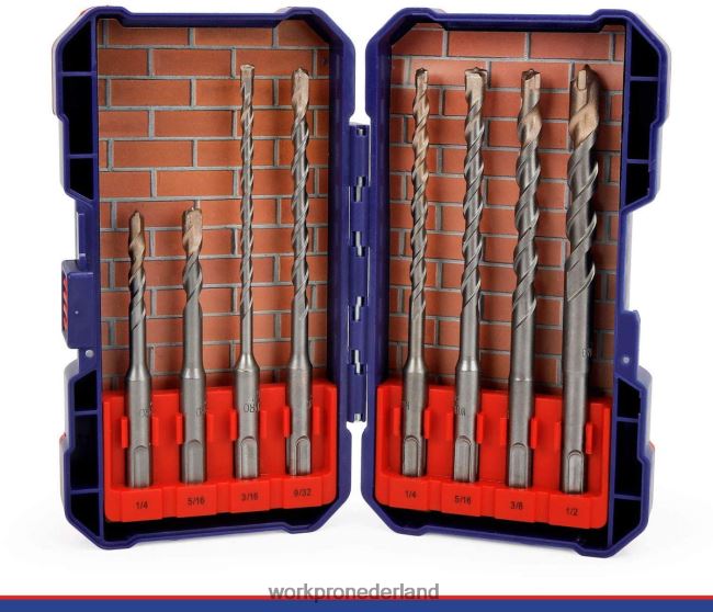 hulpmiddel WORKPRO 8-delige sds-plus boorset, hardmetalen punt, sds+ boorhamerborenset met opbergkoffer voor baksteen, cement, steen en beton bruikbaar 4NVZH8205
