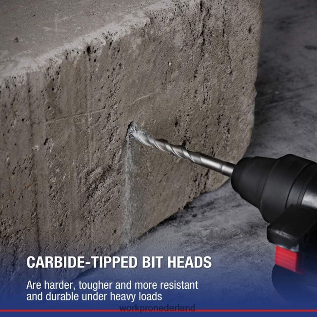 hulpmiddel WORKPRO 8-delige sds-plus boorset, hardmetalen punt, sds+ boorhamerborenset met opbergkoffer voor baksteen, cement, steen en beton bruikbaar 4NVZH8205