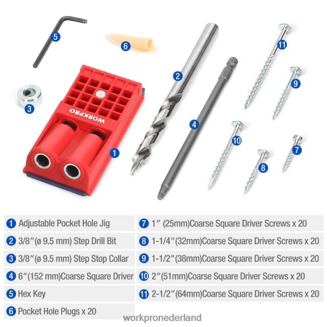 hulpmiddel WORKPRO plastic pluggen grove vierkante aandrijfschroeven zakgatmalset morden 4NVZH8201