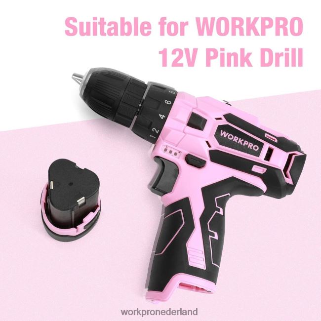 hulpmiddel WORKPRO 12V lithium-ion vervangende accu voor 12V accuboormachine roze 4NVZH8223