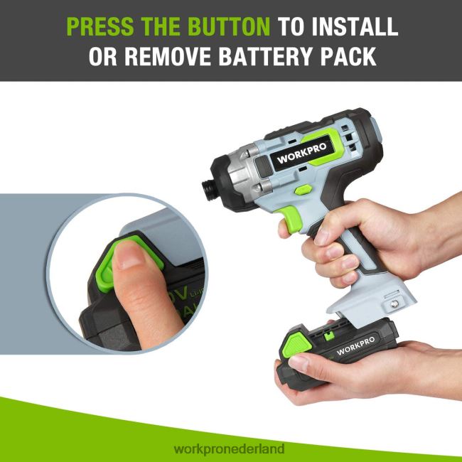 hulpmiddel WORKPRO 20v 2.0ah lithium-ionbatterijpak morden 4NVZH8218
