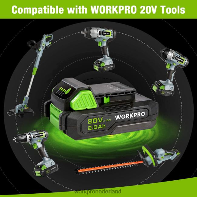 hulpmiddel WORKPRO 20v 2.0ah lithium-ionbatterijpak morden 4NVZH8218