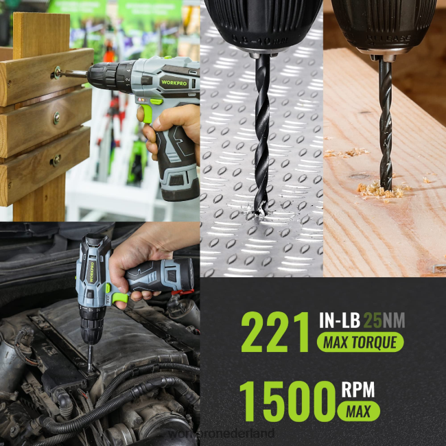 hulpmiddel WORKPRO 108-delige draagbare gereedschapsset met boormachine roze/grijs 4NVZH8173