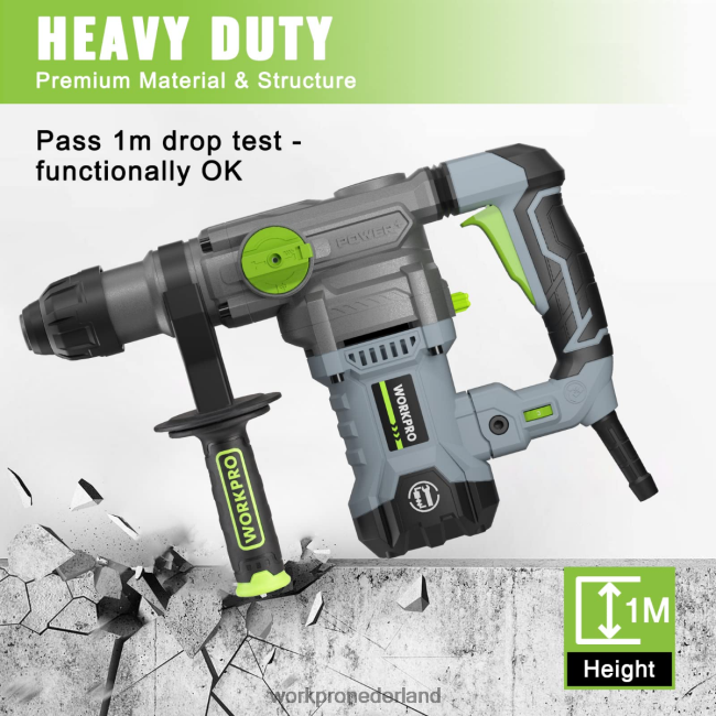 hulpmiddel WORKPRO 12,5 ampère 1-1/4 inch premium sds-plus boorhamer, zware versie met snoer behulpzaam 4NVZH8179