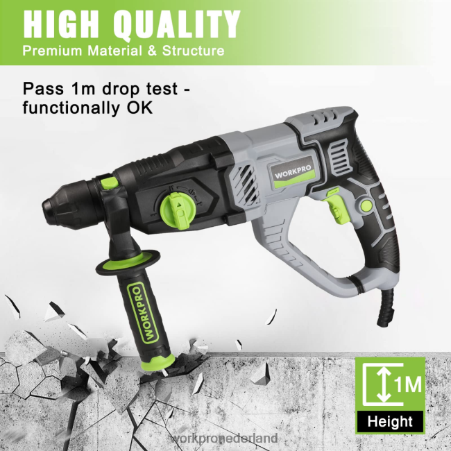 hulpmiddel WORKPRO 7,5 ampère 1-1/4 inch premium sds-plus boorhamer, lichtgewicht versie met snoer bruikbaar 4NVZH8178