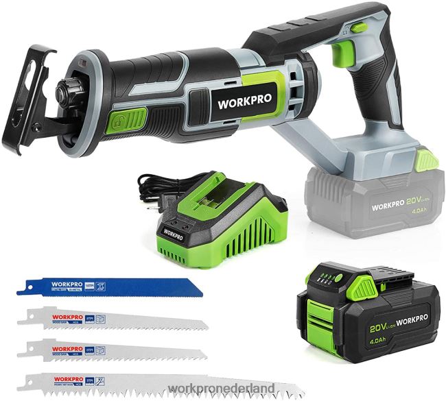 hulpmiddel WORKPRO Accu-reciprozaag, inclusief 4 zaagbladen voor het zagen van hout en metaal nieuw 4NVZH8184