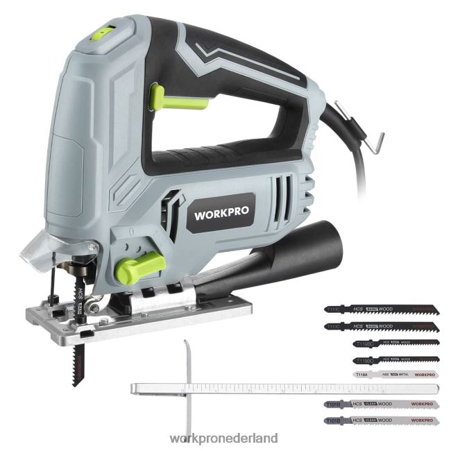 hulpmiddel WORKPRO decoupeerzaag, 5 ampère 3000 spm, decoupeerzaagmachine met snoer, elektrische doorslijpmachine voor het zagen van hout, metaal en kunststof, 7 bladen morden 4NVZH8242