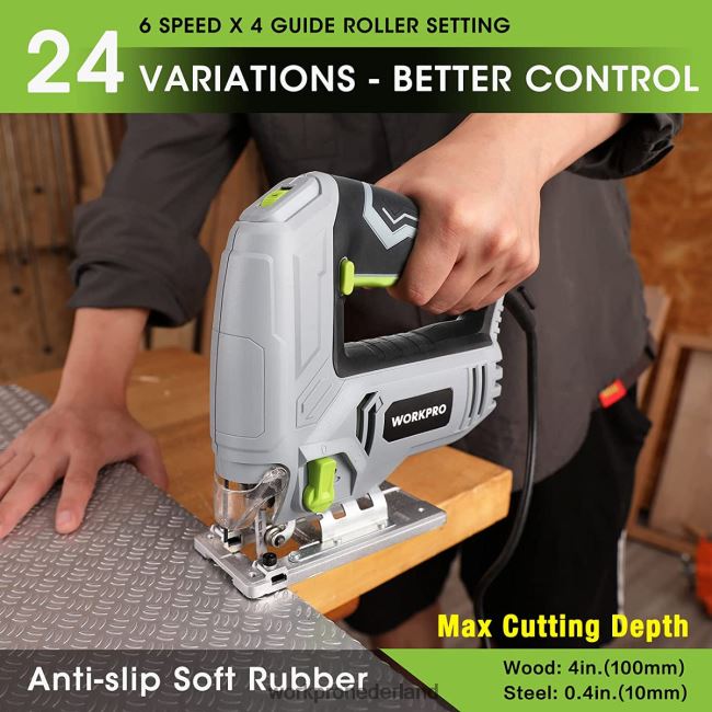 hulpmiddel WORKPRO decoupeerzaag, 5 ampère 3000 spm, decoupeerzaagmachine met snoer, elektrische doorslijpmachine voor het zagen van hout, metaal en kunststof, 7 bladen morden 4NVZH8242