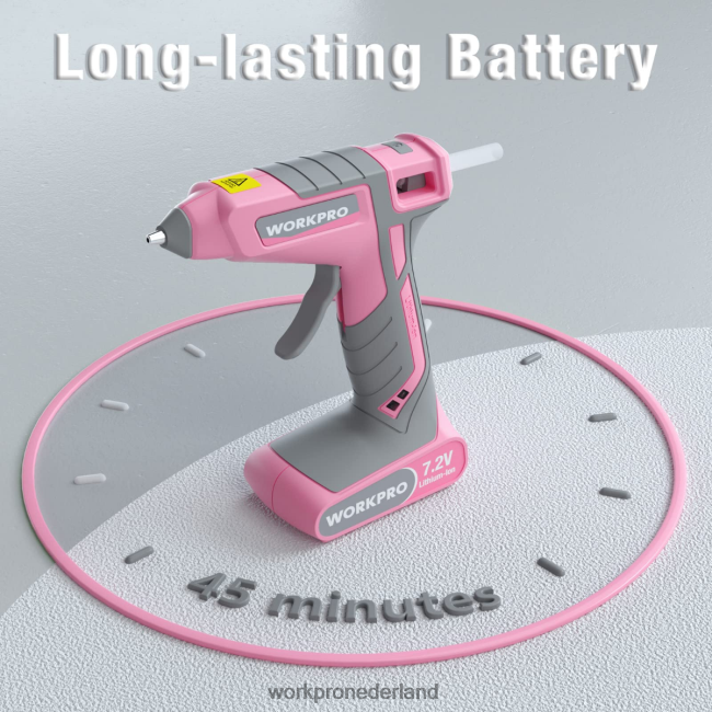 hulpmiddel WORKPRO 7,2 V draadloze hotmelt lijmpistoolset roze/wit 4NVZH8164