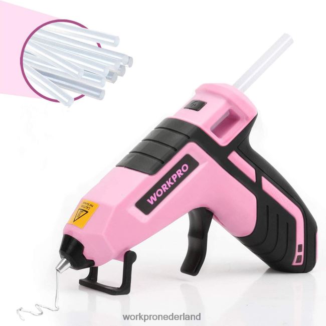 hulpmiddel WORKPRO Draadloos smeltsnel voorverwarmend mini-lijmpistool met 20 stuks premium lijmstift blauw/roze 4NVZH8163