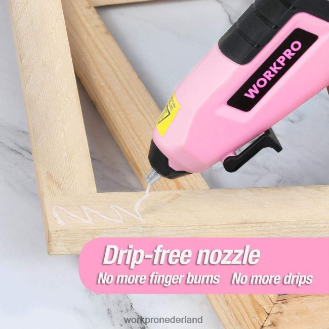 hulpmiddel WORKPRO Draadloos smeltsnel voorverwarmend mini-lijmpistool met 20 stuks premium lijmstift blauw/roze 4NVZH8163
