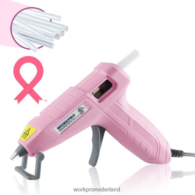 hulpmiddel WORKPRO Mini-hetelijmpistoolset met 20 stuks hetelijmsticks roze/wit 4NVZH8162