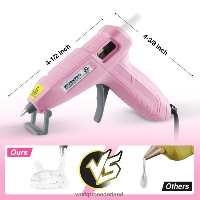 hulpmiddel WORKPRO Mini-hetelijmpistoolset met 20 stuks hetelijmsticks roze/wit 4NVZH8162