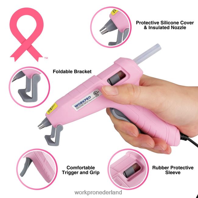 hulpmiddel WORKPRO Mini-hetelijmpistoolset met 20 stuks hetelijmsticks roze/wit 4NVZH8162
