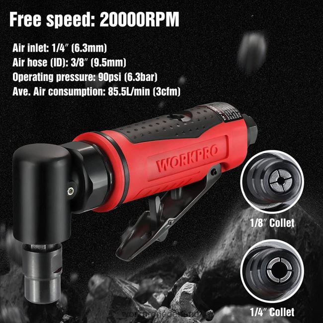 hulpmiddel WORKPRO lucht haakse slijper 1/4-inch pneumatische haakse stiftslijperset morden 4NVZH8180