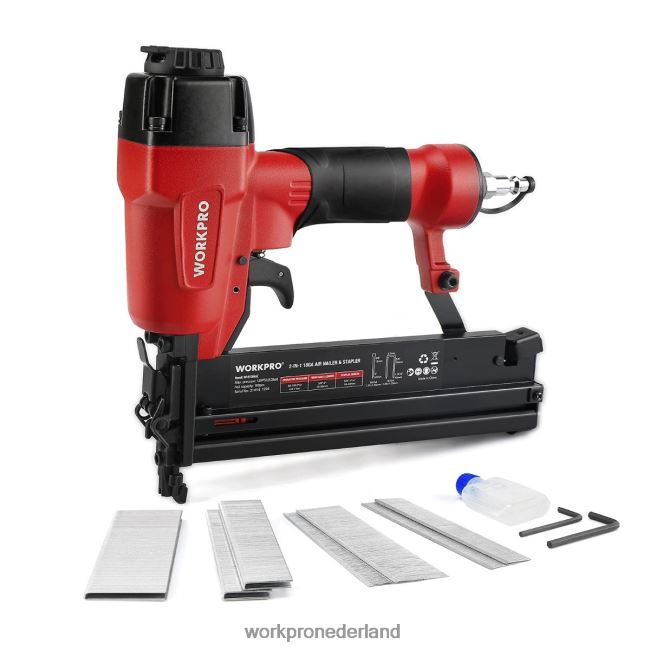 hulpmiddel WORKPRO pneumatische 2-in-1 brad-spijkermachine met 400 stuks spijkers/300 stuks nietjes morden 4NVZH8181