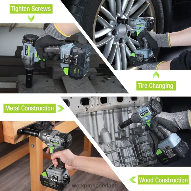 hulpmiddel WORKPRO 20V accu-slagmoersleutel, met 4,0 Ah accu, snellader, 4 slagdoppen en opbergkoffer morden 4NVZH8188